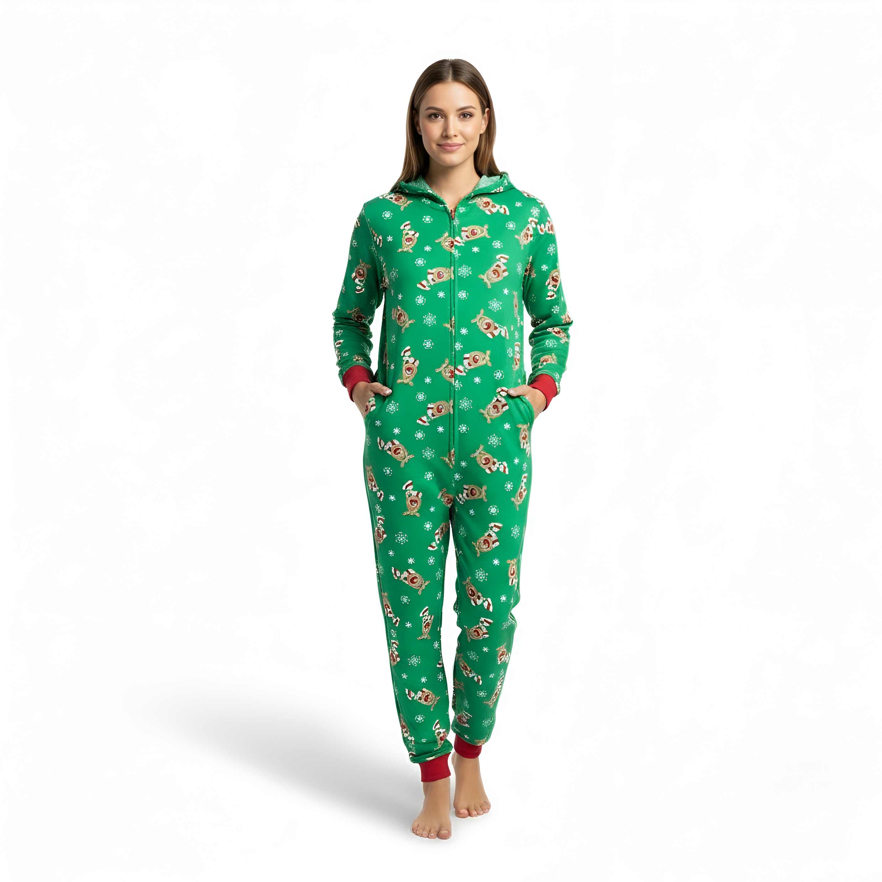 Reindeer Snowflake Hooded Family Matching Christmas Pajama Set