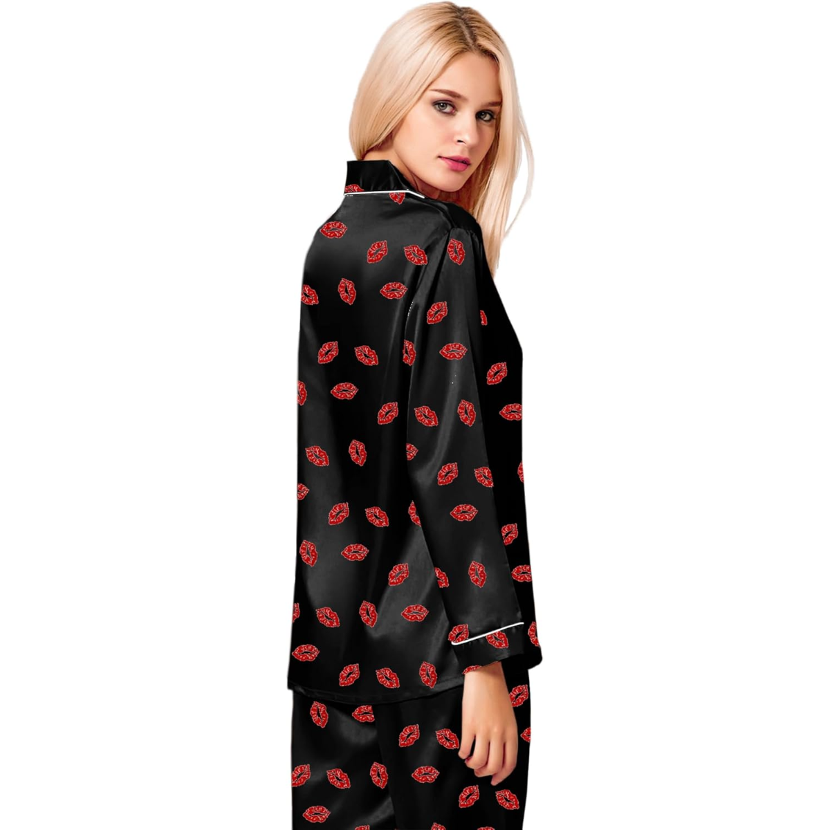 Elegant Long Sleeve Printed Satin Pajama Set-Original Pajamas
