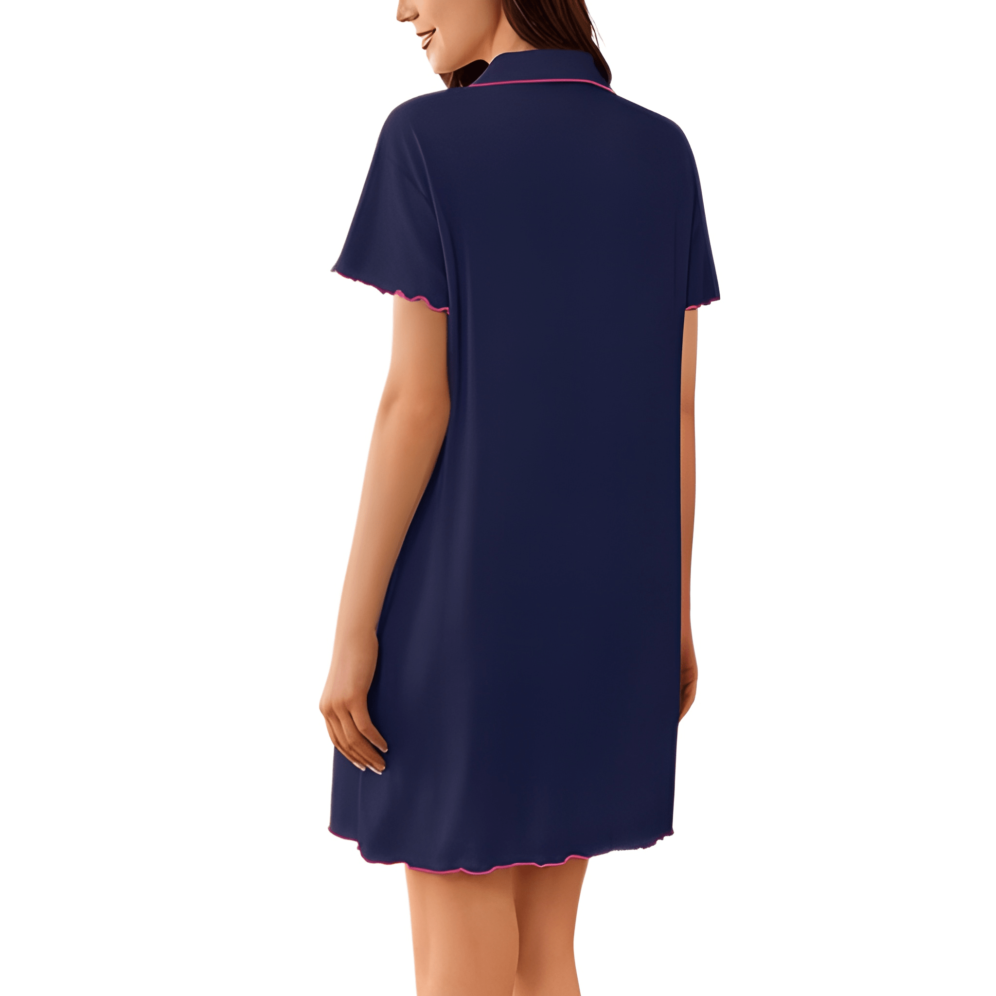 Short Sleeve Nightgown With Button Down For Women