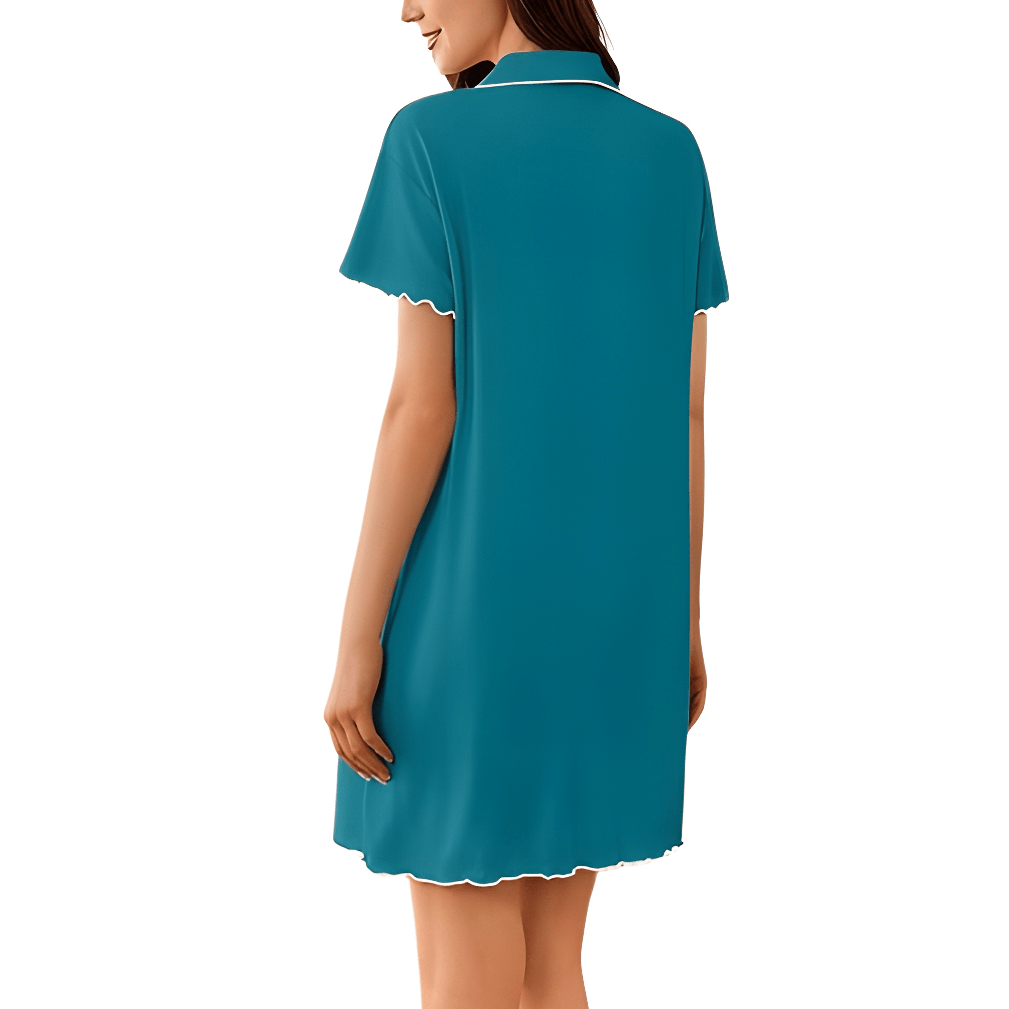 Short Sleeve Nightgown With Button Down For Women