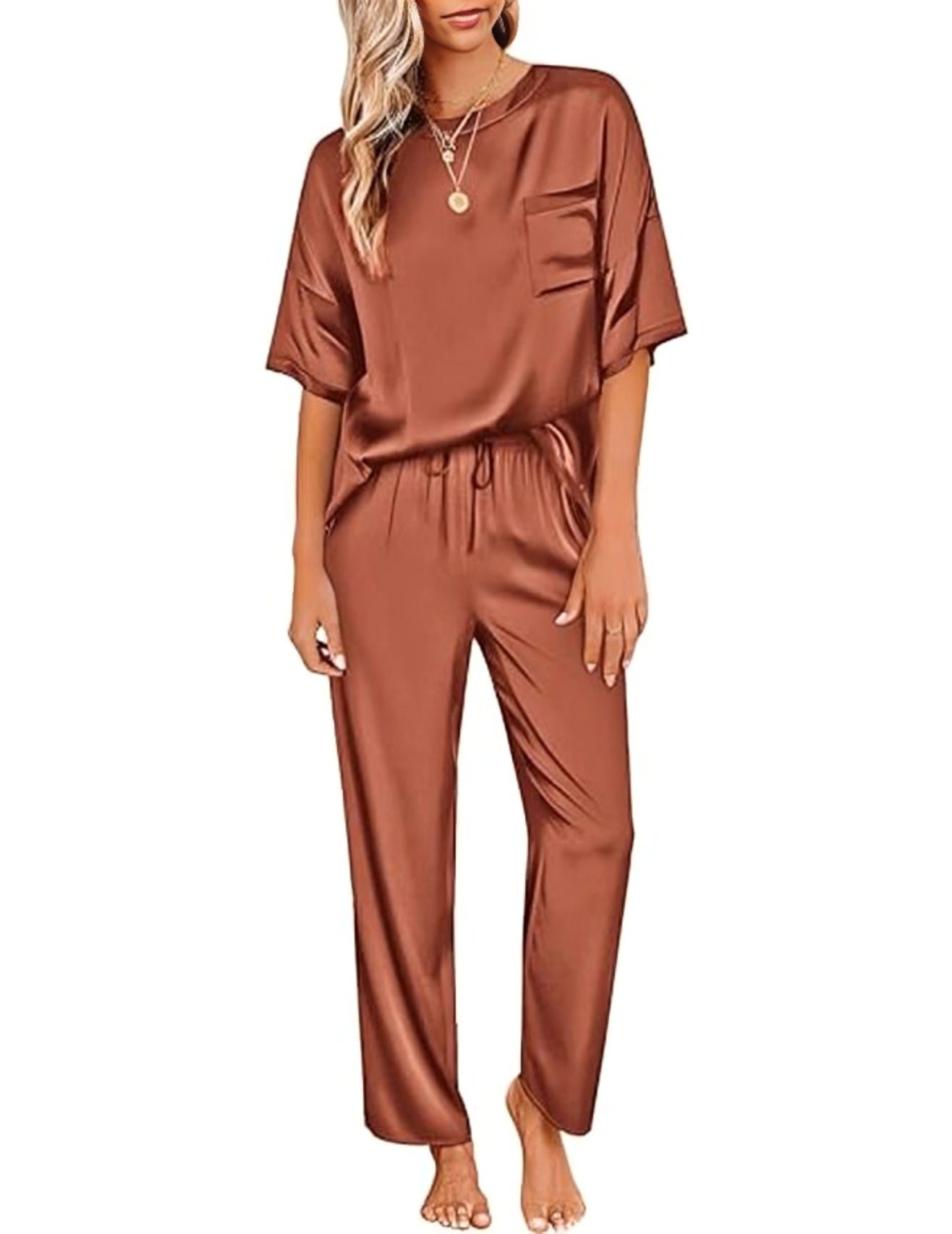 Short Sleeve Shirt With Long Pajama Pant Set-Original Pajamas