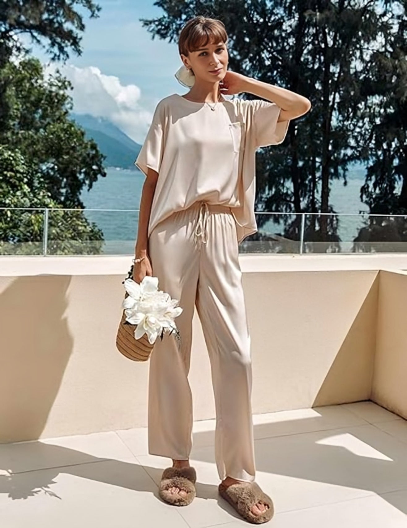 Short Sleeve Shirt With Long Pajama Pant Set-Original Pajamas