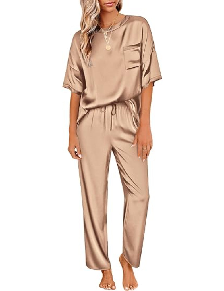 Short Sleeve Shirt With Long Pajamas Set-Original Pajamas