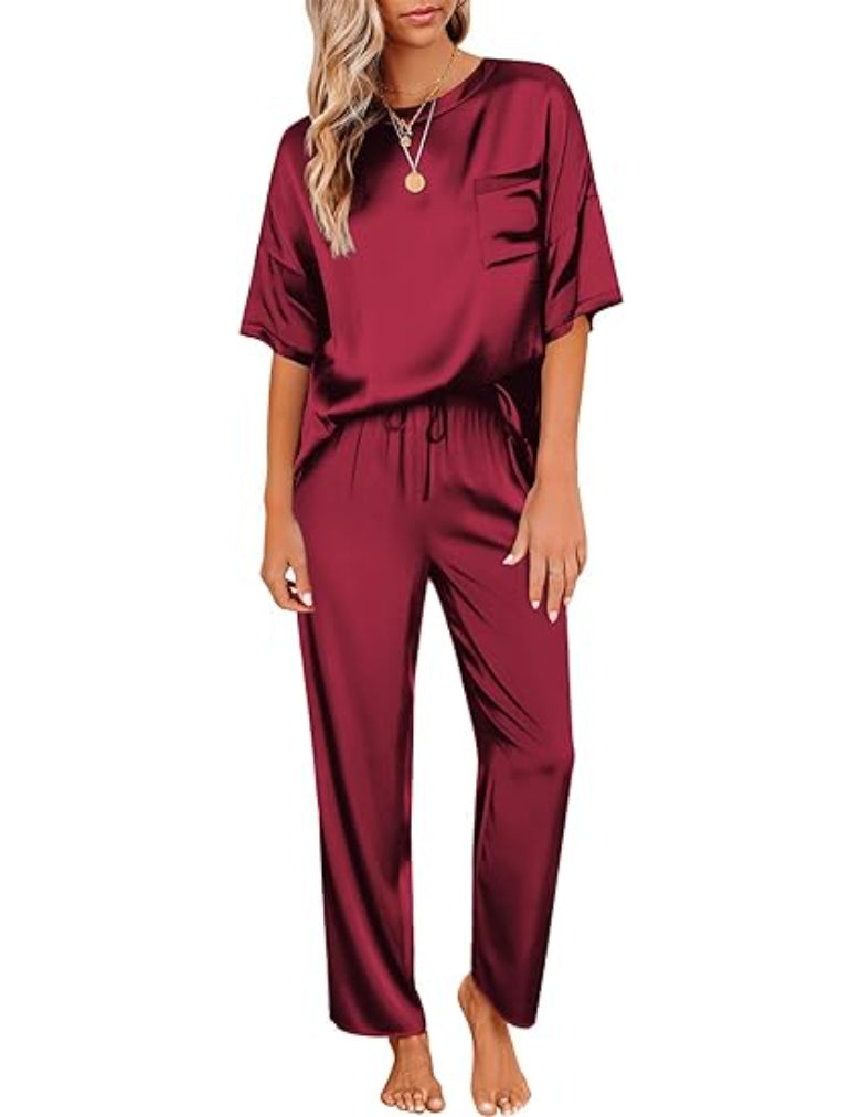 Short Sleeve Shirt With Long Pajamas Set-Original Pajamas