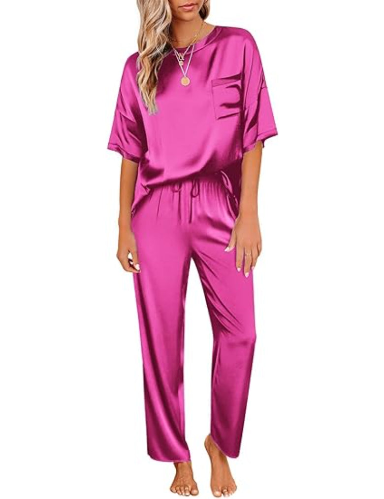 Short Sleeve Shirt With Long Pajamas Set-Original Pajamas