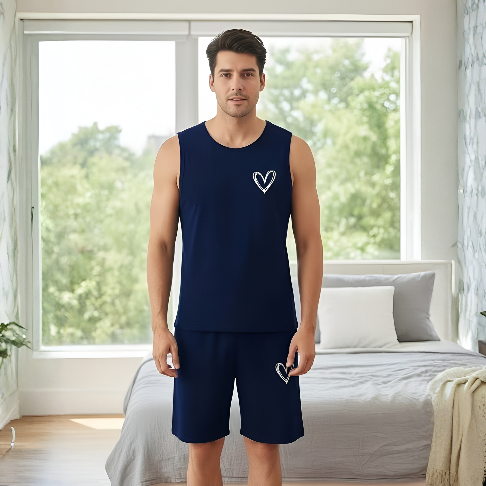 Couple Sleeveless Comfy Top And Shorts Set