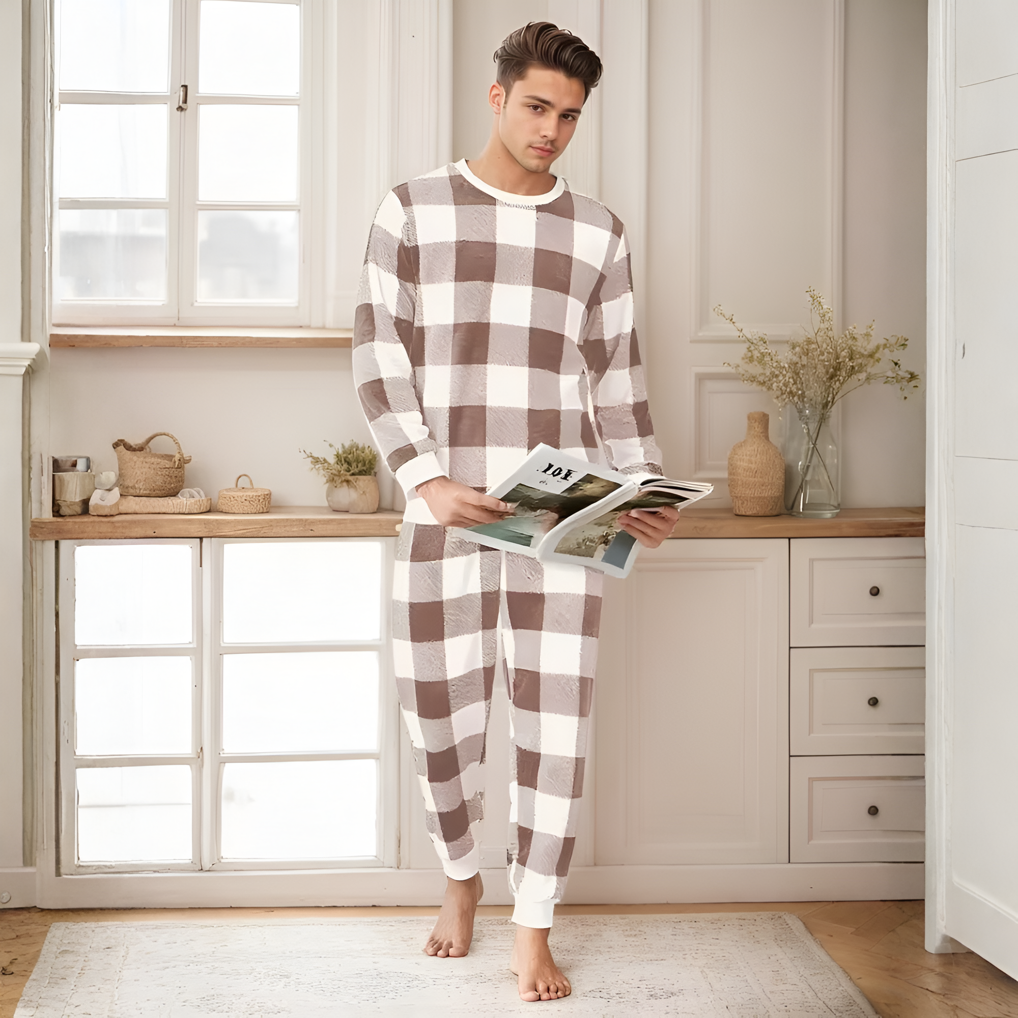 Classic Plaid Checkered Lounge Pajama Set