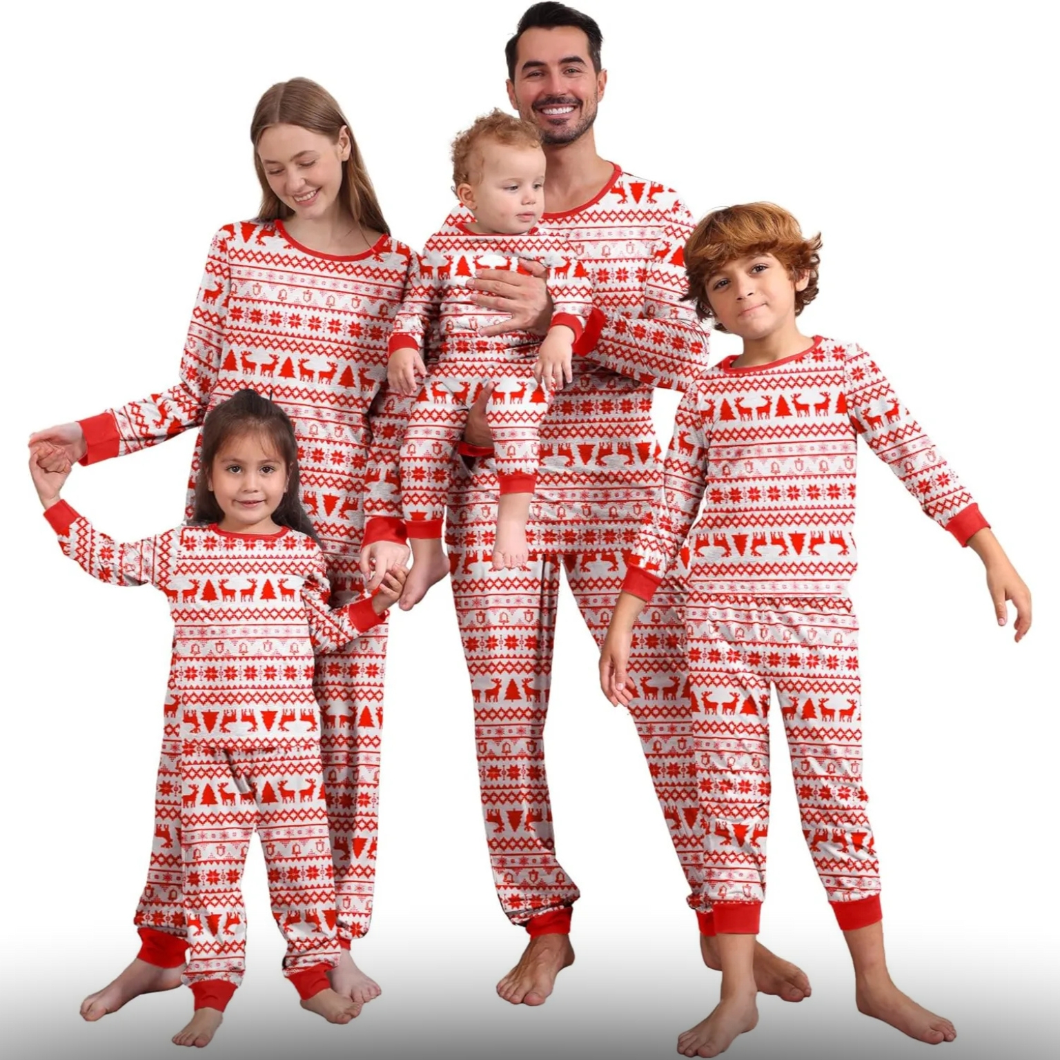 Snowflakes And Stars Design Matching Family Christmas Pajamas 