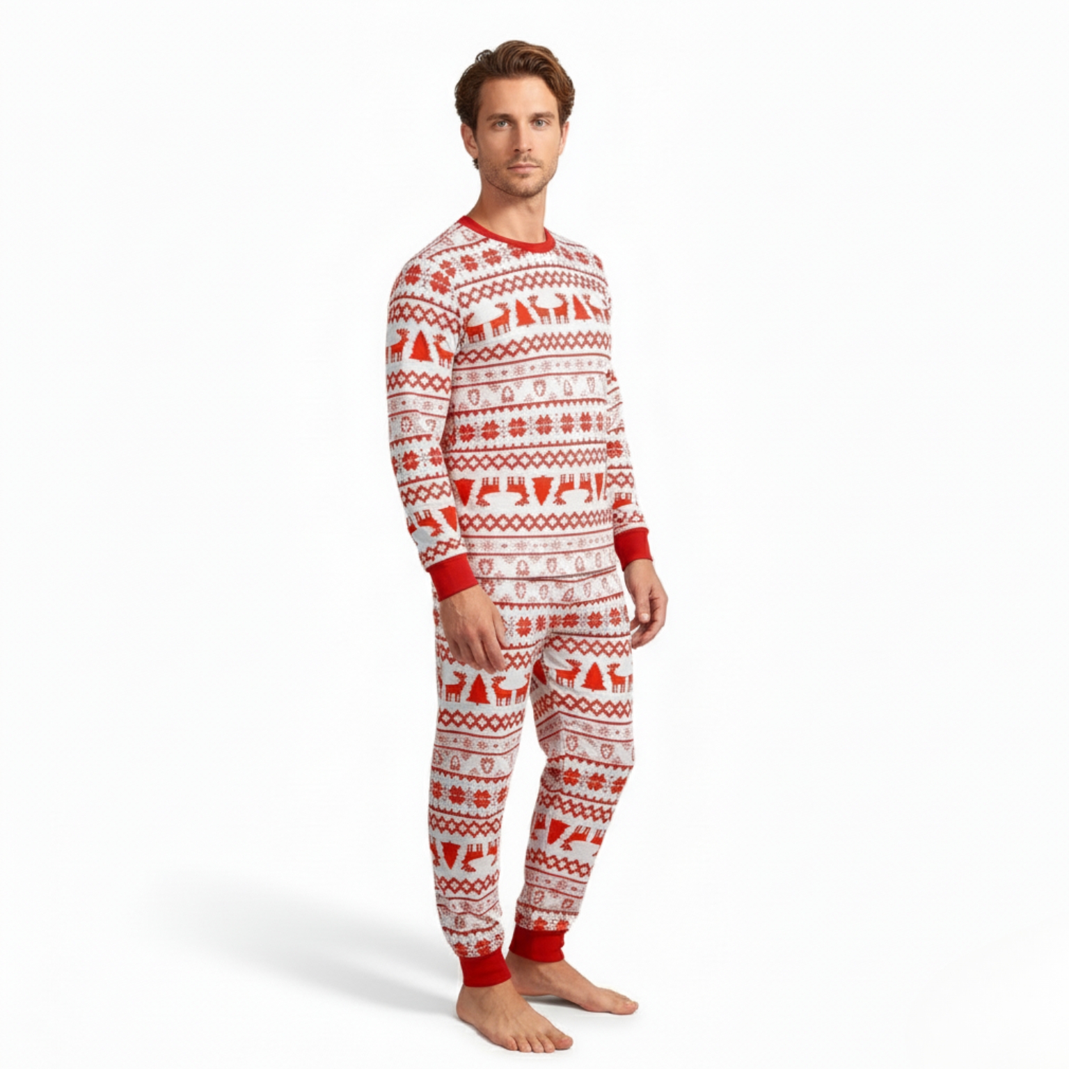 Snowflakes And Stars Design Matching Family Christmas Pajamas 