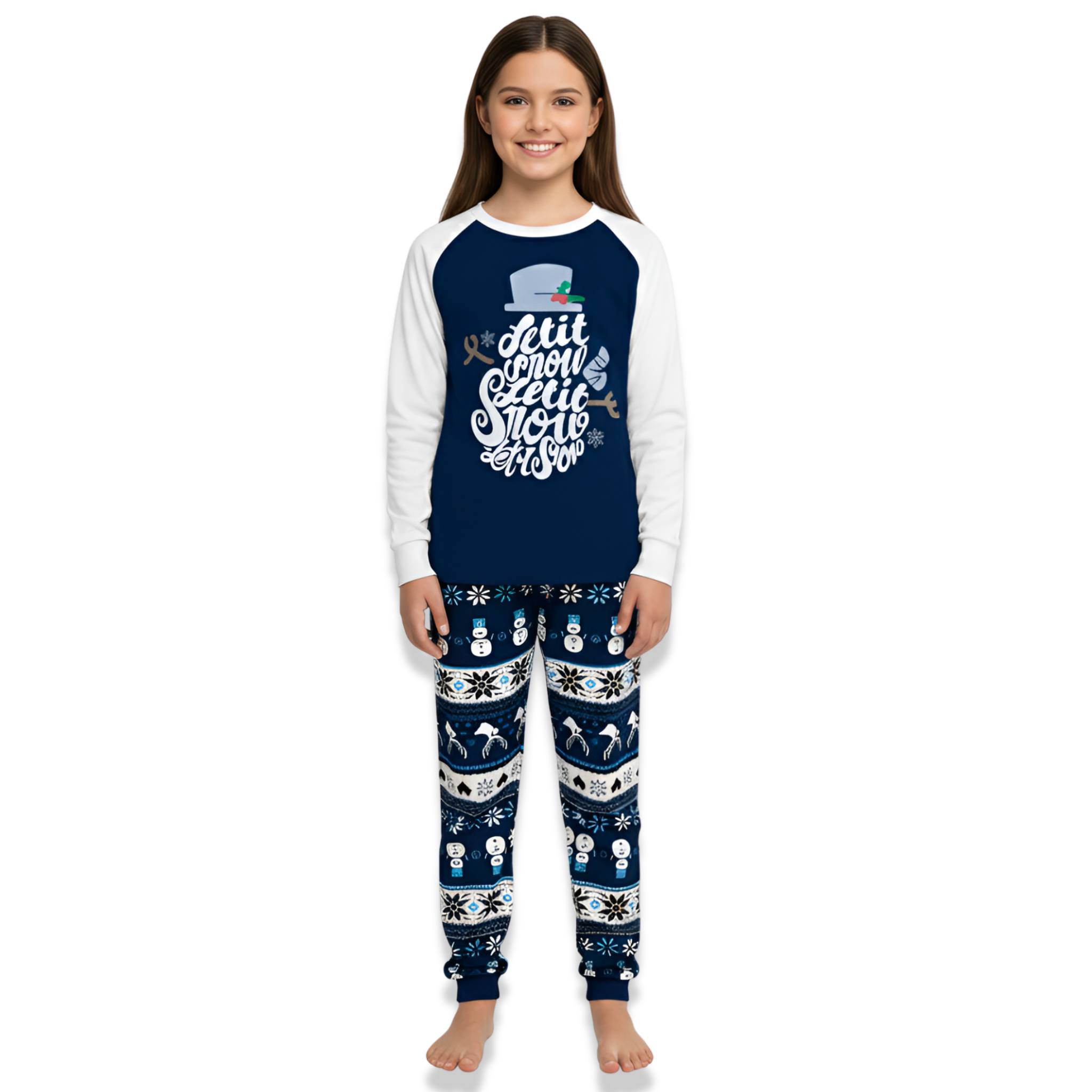 Snowman Blue Christmas Family Matching Pajama Sets