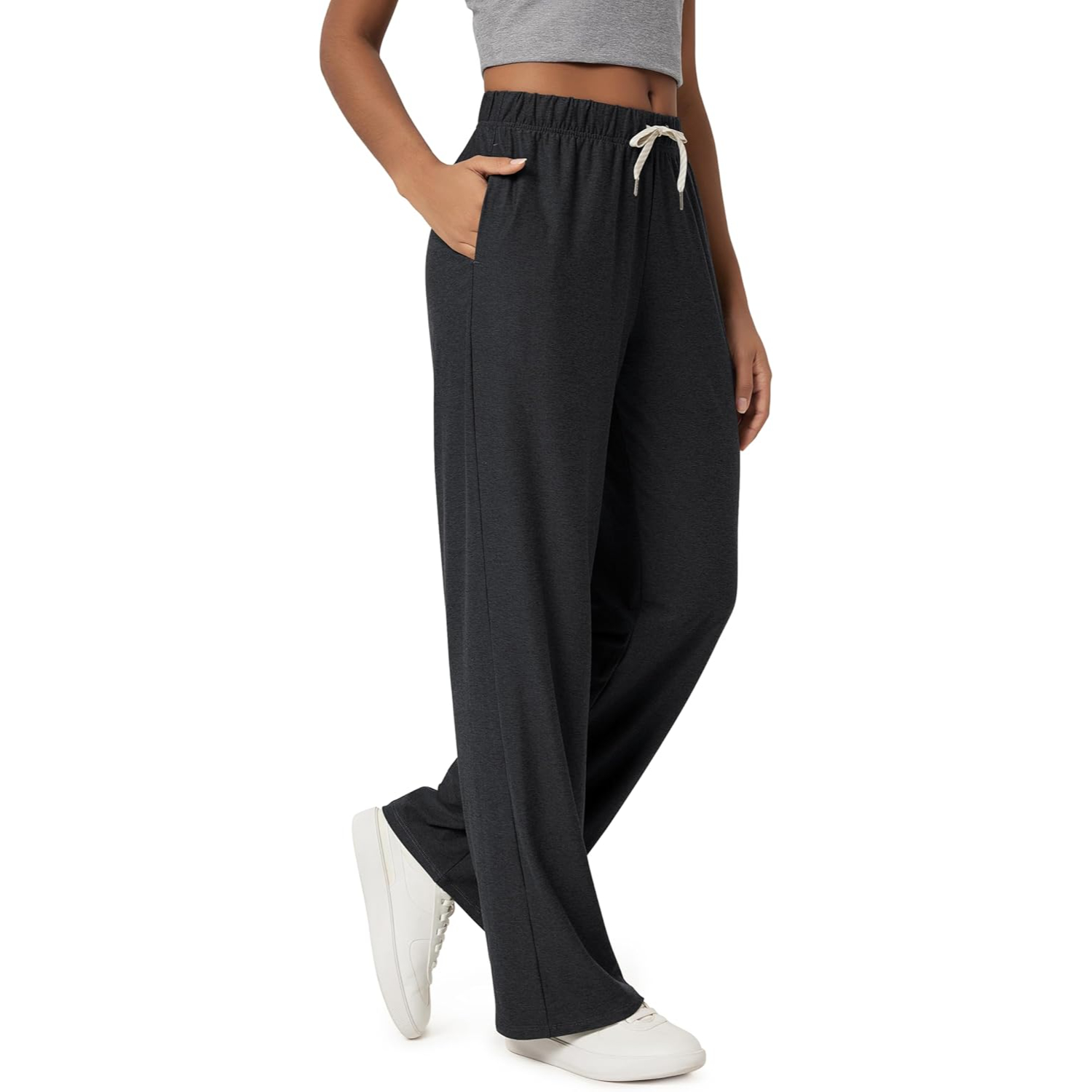 Straight Lounge Pants With Pockets For Women