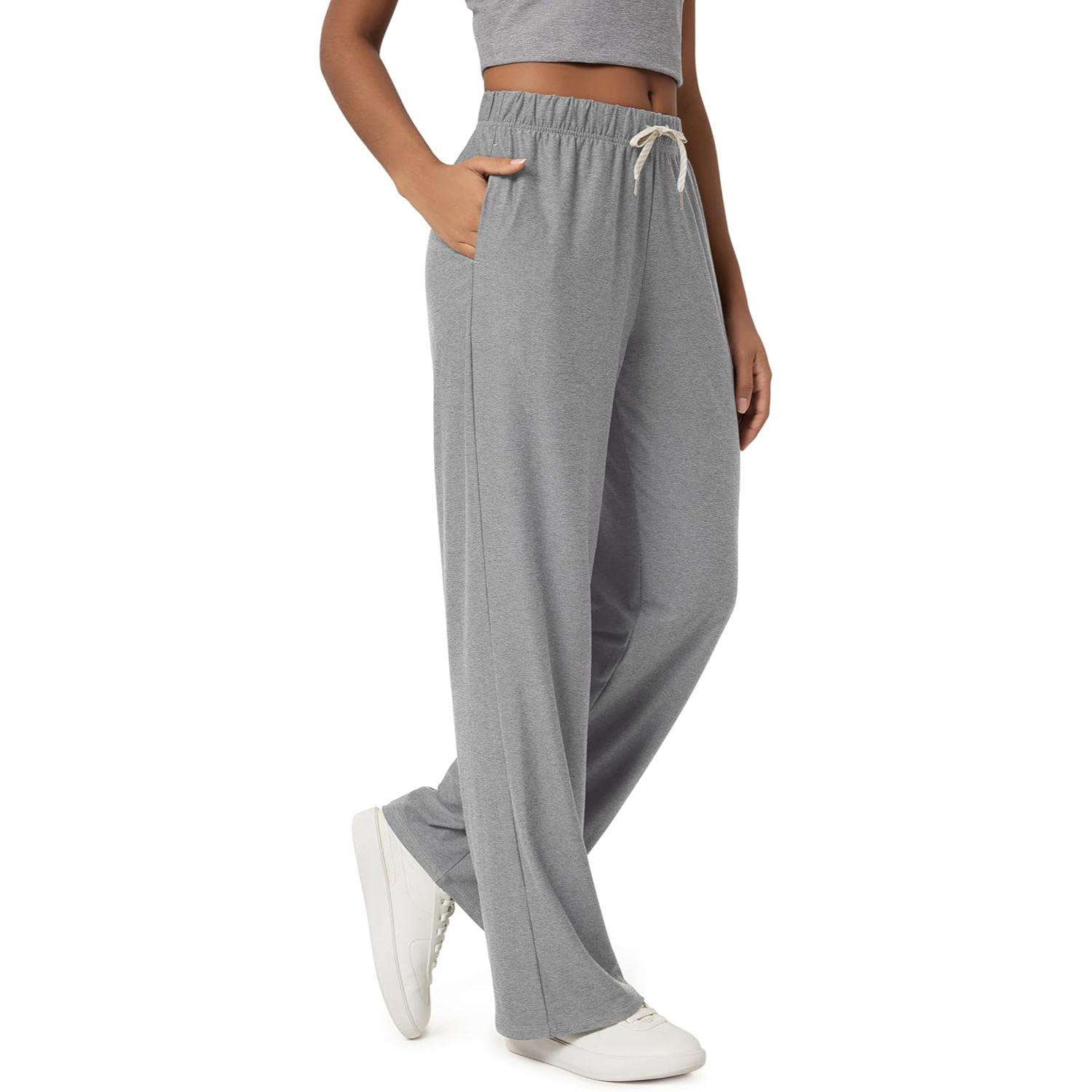 Straight Lounge Pants With Pockets For Women