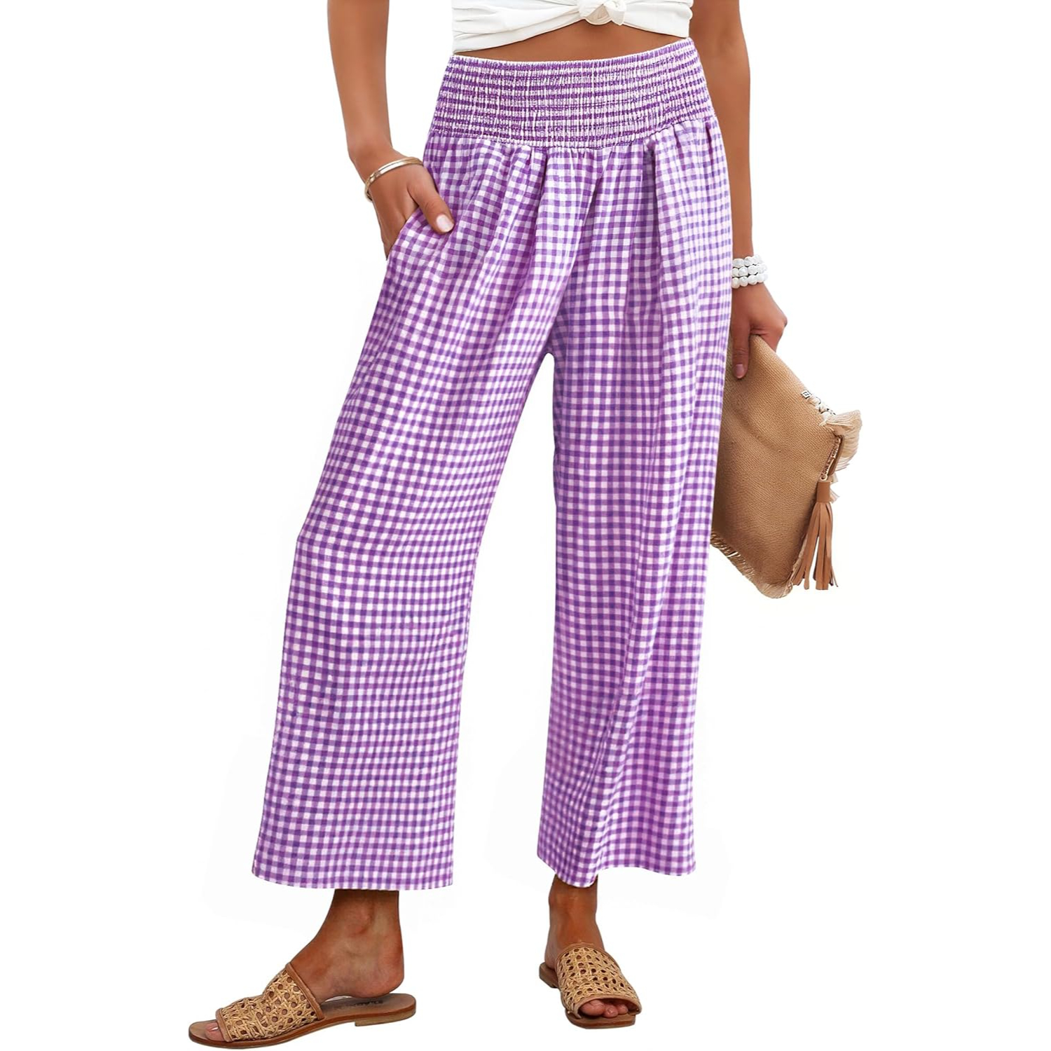 Striped Lounge Pants With Cropped Palazzo Design