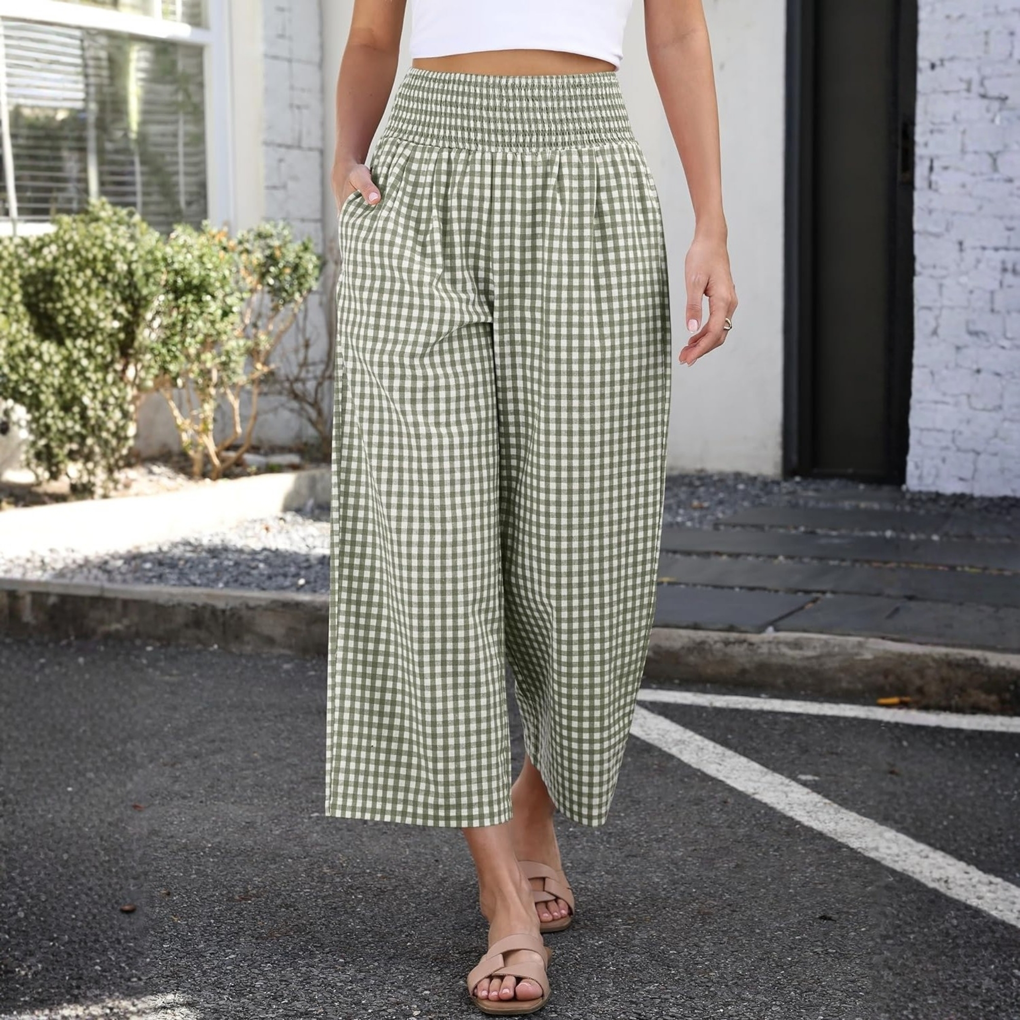 Striped Lounge Pants With Cropped Palazzo Design