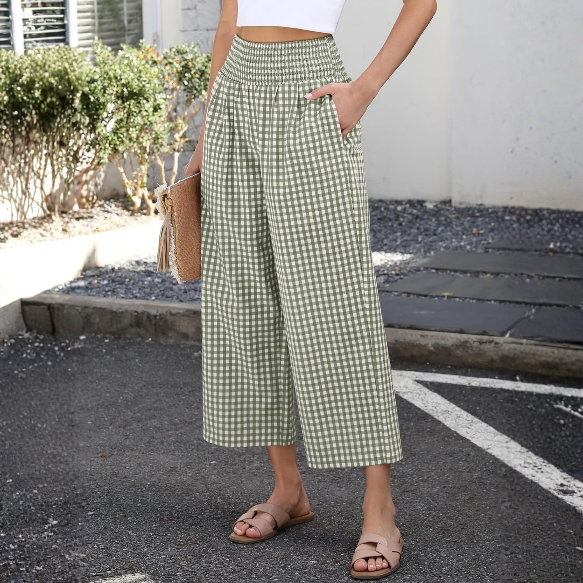 Striped Lounge Pants With Cropped Palazzo Design