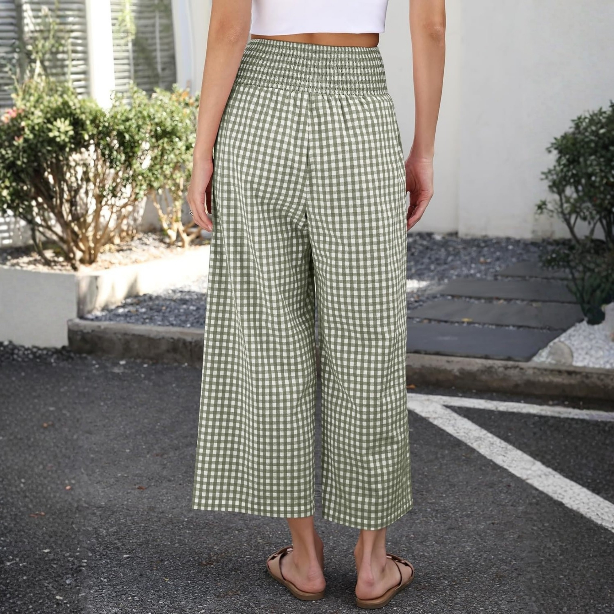 Striped Lounge Pants With Cropped Palazzo Design