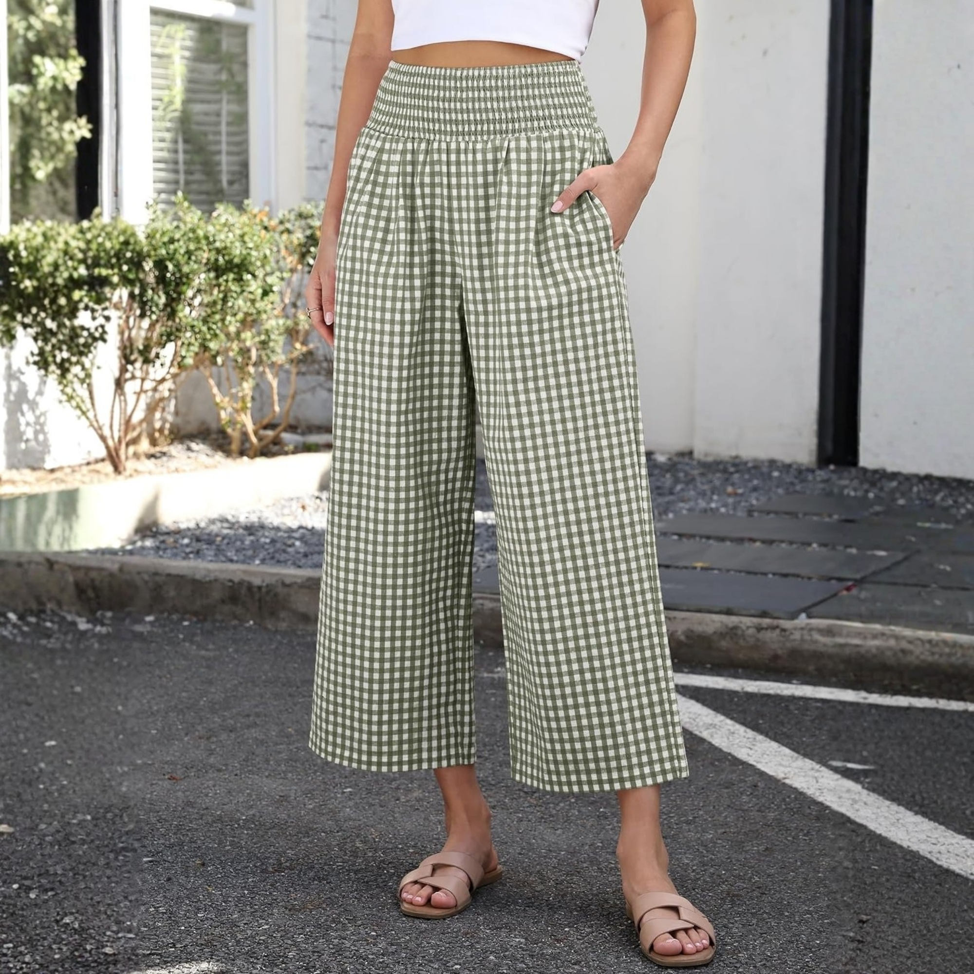 Striped Lounge Pants With Cropped Palazzo Design