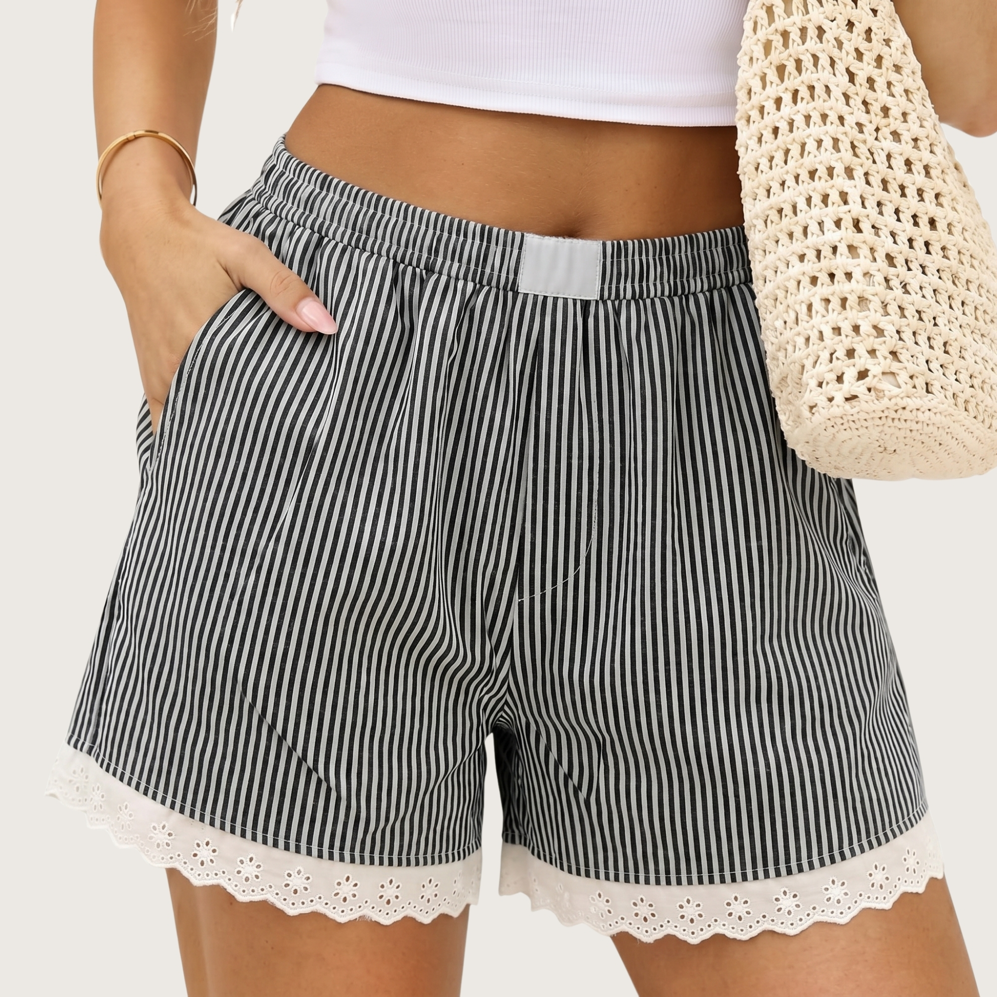 Summer Gingham Lounge Shorts For Women