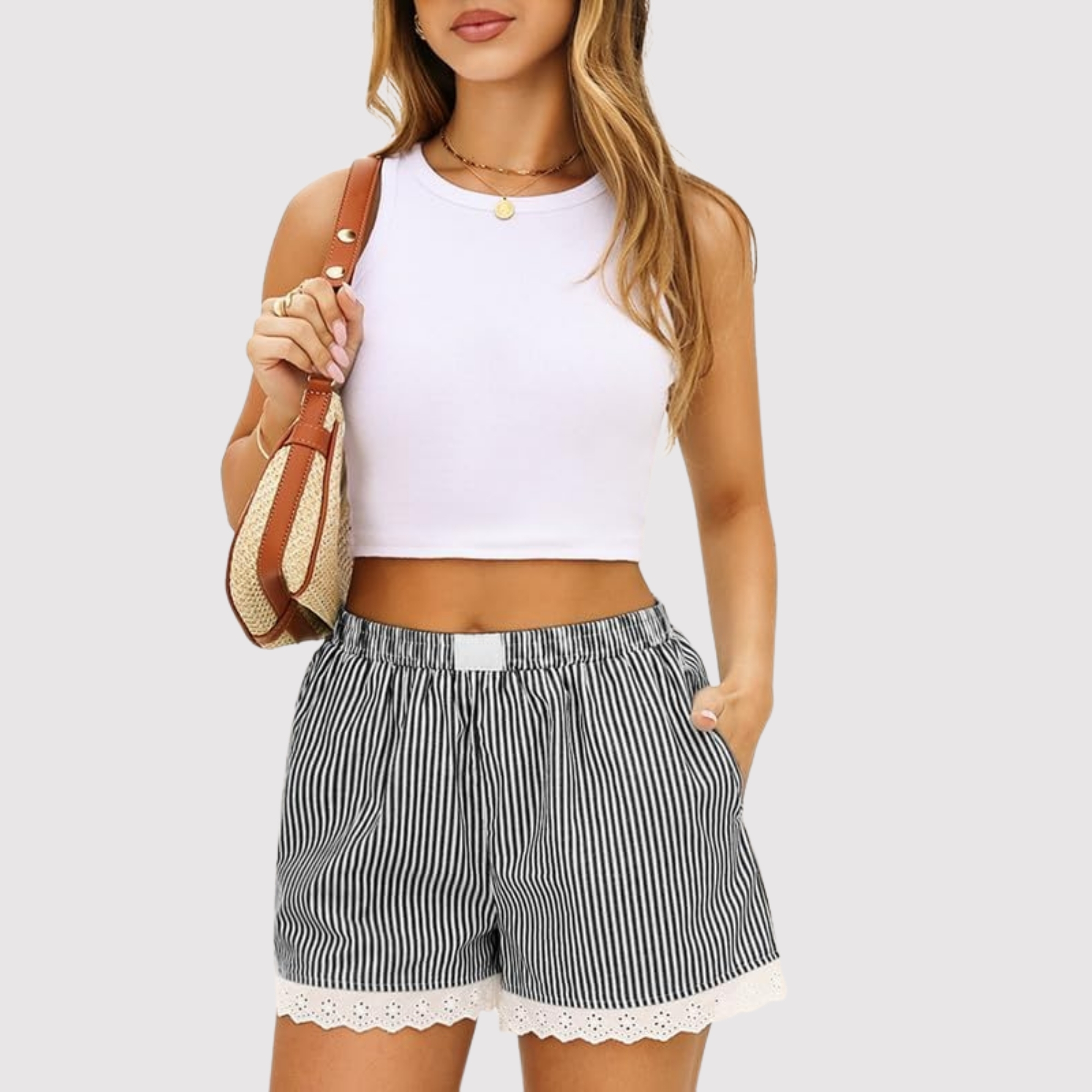 Summer Gingham Lounge Shorts For Women