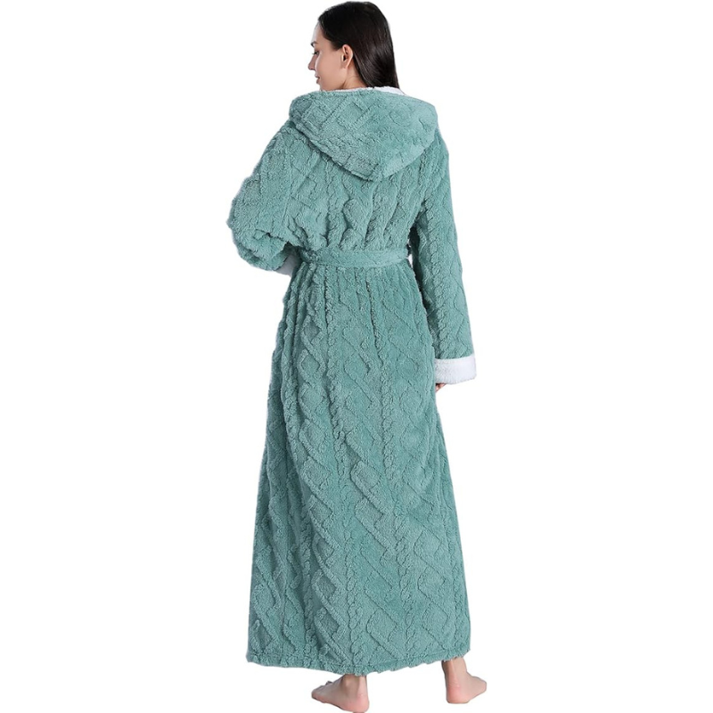 Hooded Fleece Full Length Bathrobe For Women