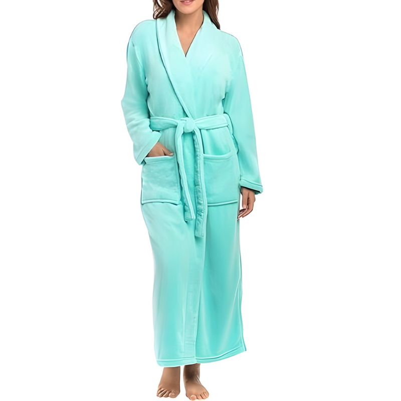 Long Plush Fleece Winter Bathrobe For Women
