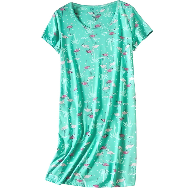 Casual Nightgown Sleepwear With Short Sleeves And Sheep Print For Women