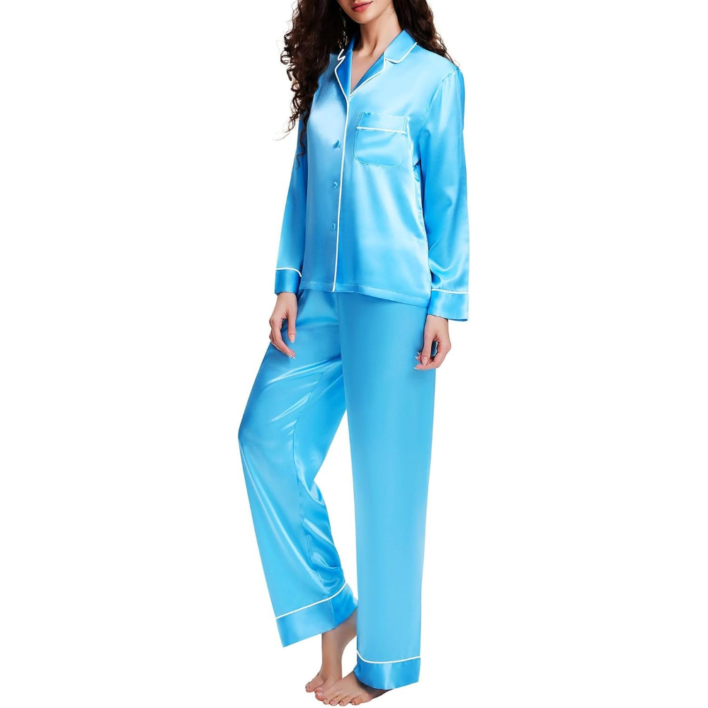 Two Piece Button Down Sleepwear Pajama Sets For Women