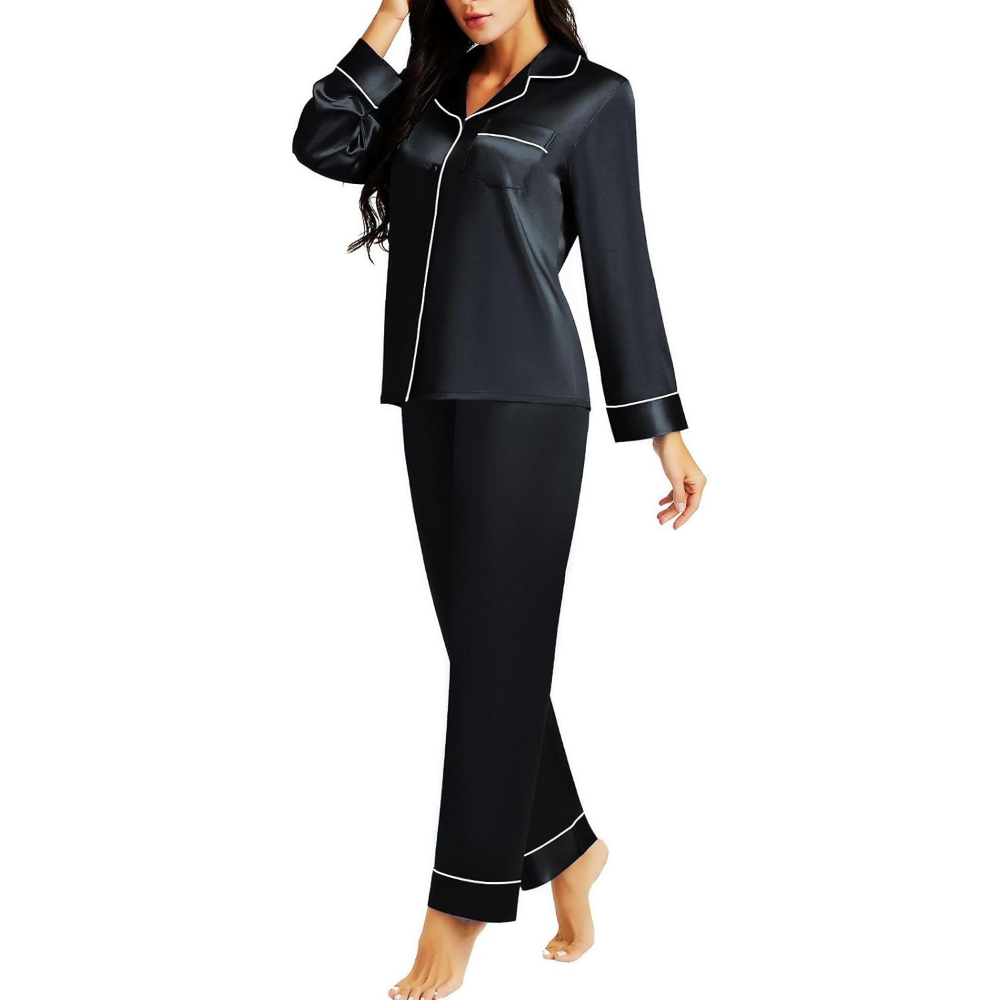 Two Piece Button Down Sleepwear Pajama Sets For Women
