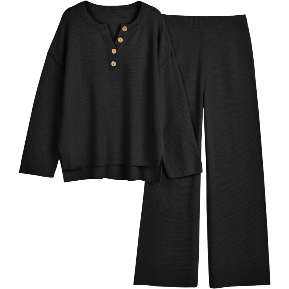 Two Piece Lounge Set With Oversized Matching Knit Design For Women