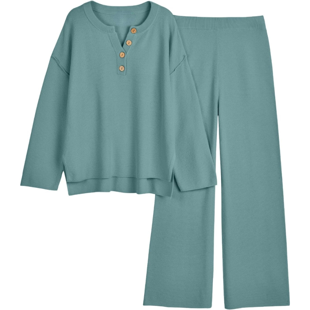 Two Piece Lounge Set With Oversized Matching Knit Design For Women