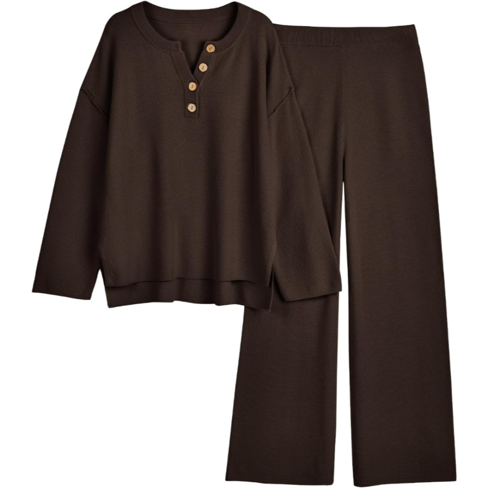 Two Piece Lounge Set With Oversized Matching Knit Design For Women