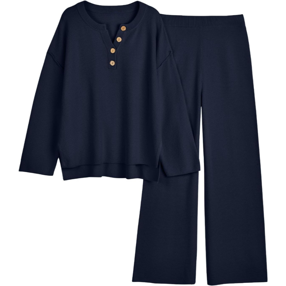 Two Piece Lounge Set With Oversized Matching Knit Design For Women