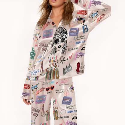 Two Piece Pajama Set With Lapel Collar-Original Pajamas