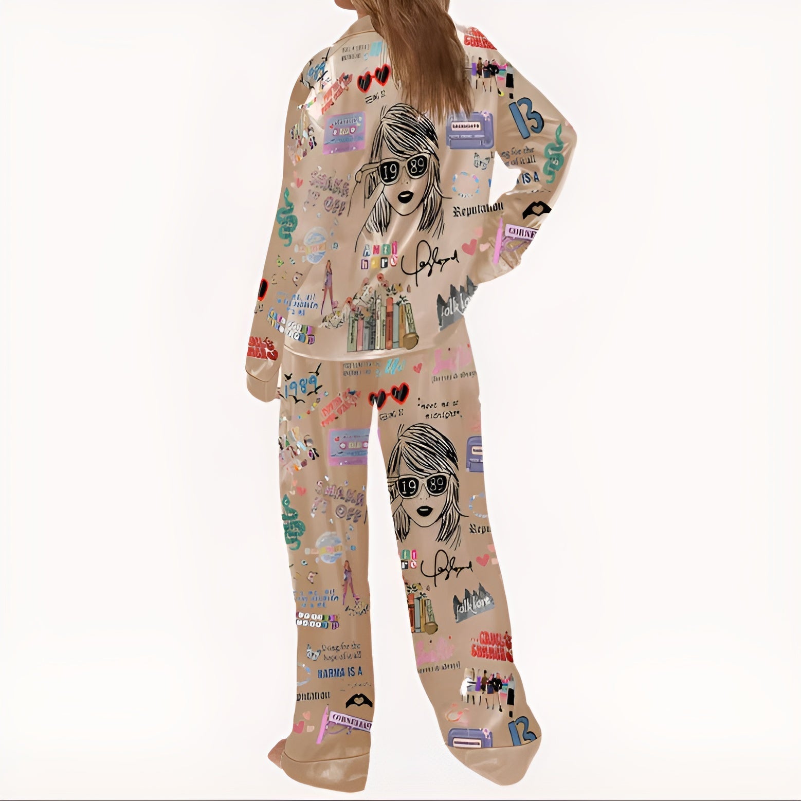 Two Piece Pajama Set With Lapel Collar-Original Pajamas