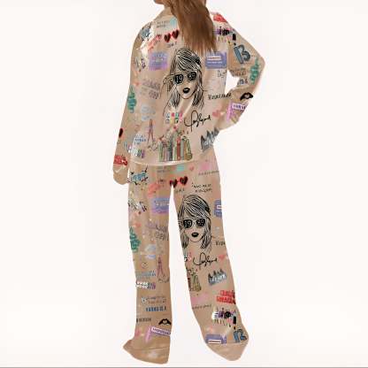 Two Piece Pajama Set With Lapel Collar-Original Pajamas