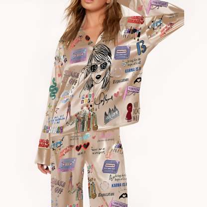 Two Piece Pajama Set With Lapel Collar-Original Pajamas