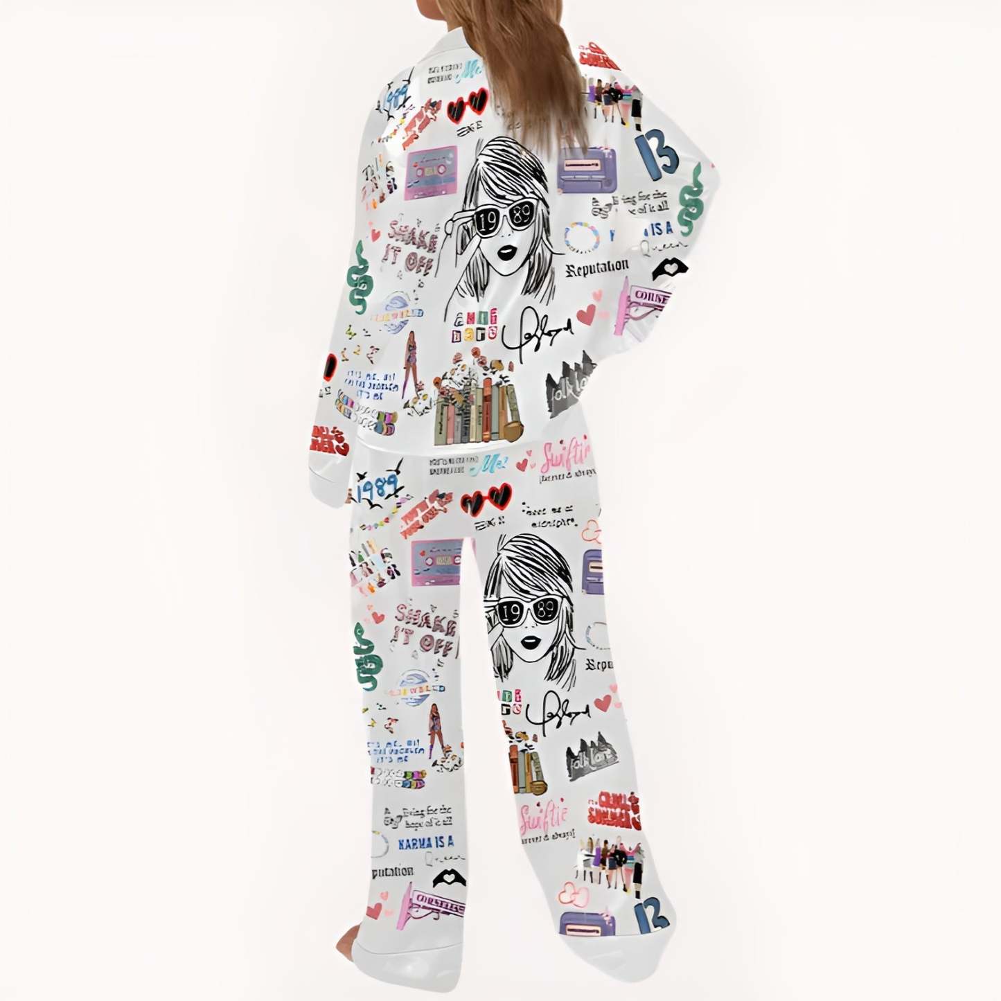 Two Piece Pajama Set With Lapel Collar-Original Pajamas