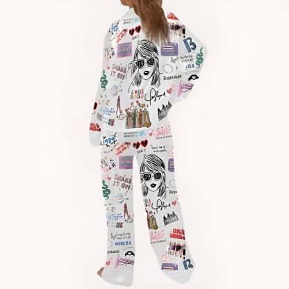 Two Piece Pajama Set With Lapel Collar-Original Pajamas