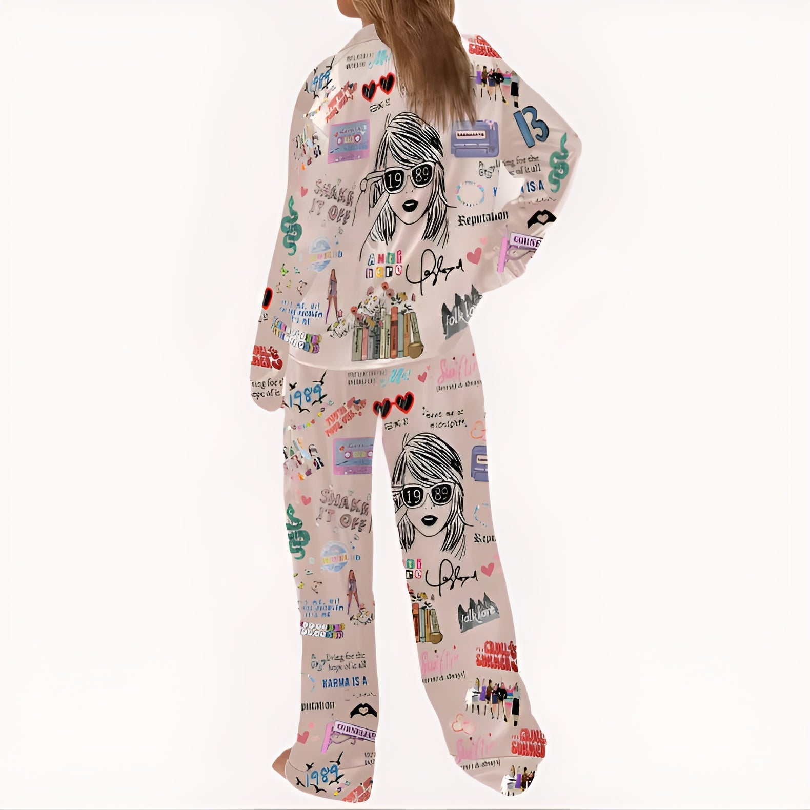 Two Piece Pajama Set With Lapel Collar-Original Pajamas