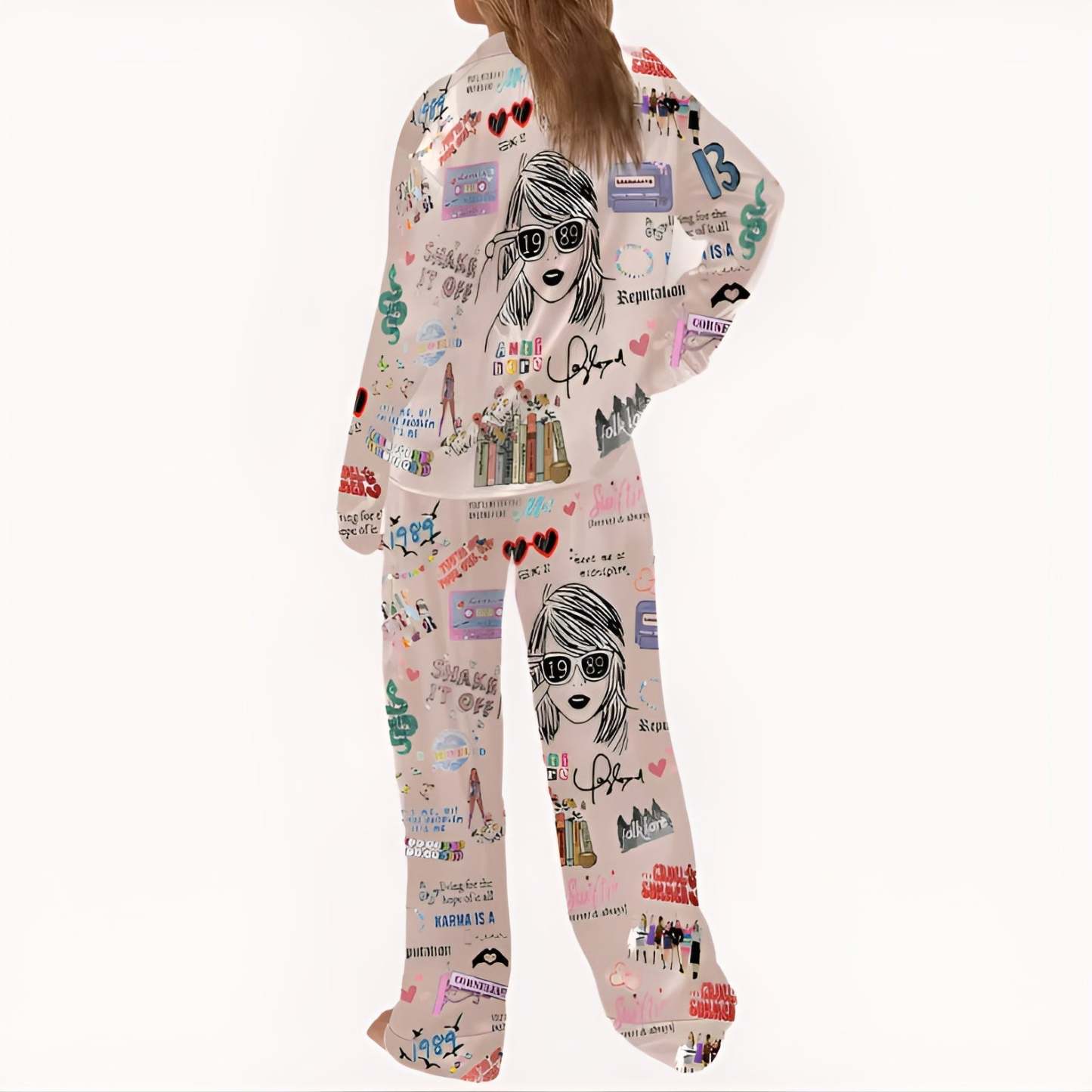Two Piece Pajama Set With Lapel Collar-Original Pajamas