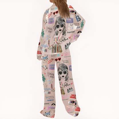 Two Piece Pajama Set With Lapel Collar-Original Pajamas