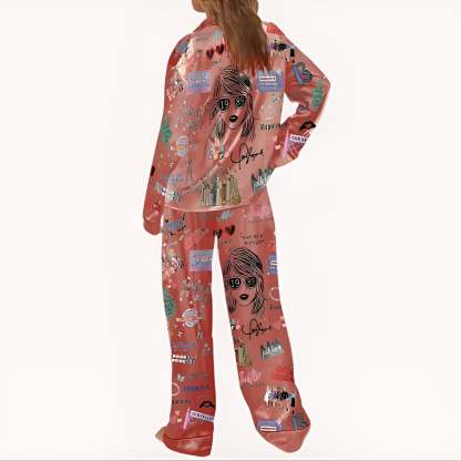 Two Piece Pajama Set With Lapel Collar-Original Pajamas