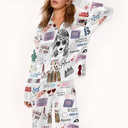 Two Piece Pajama Set With Lapel Collar-Original Pajamas
