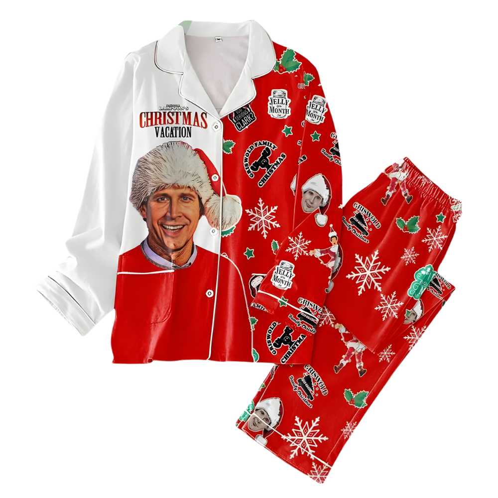 Christmas Print Button Up Matching Pajama Set