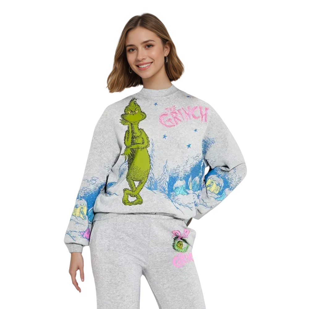 Grinch Holiday Sweatshirt And Pants Set For Women