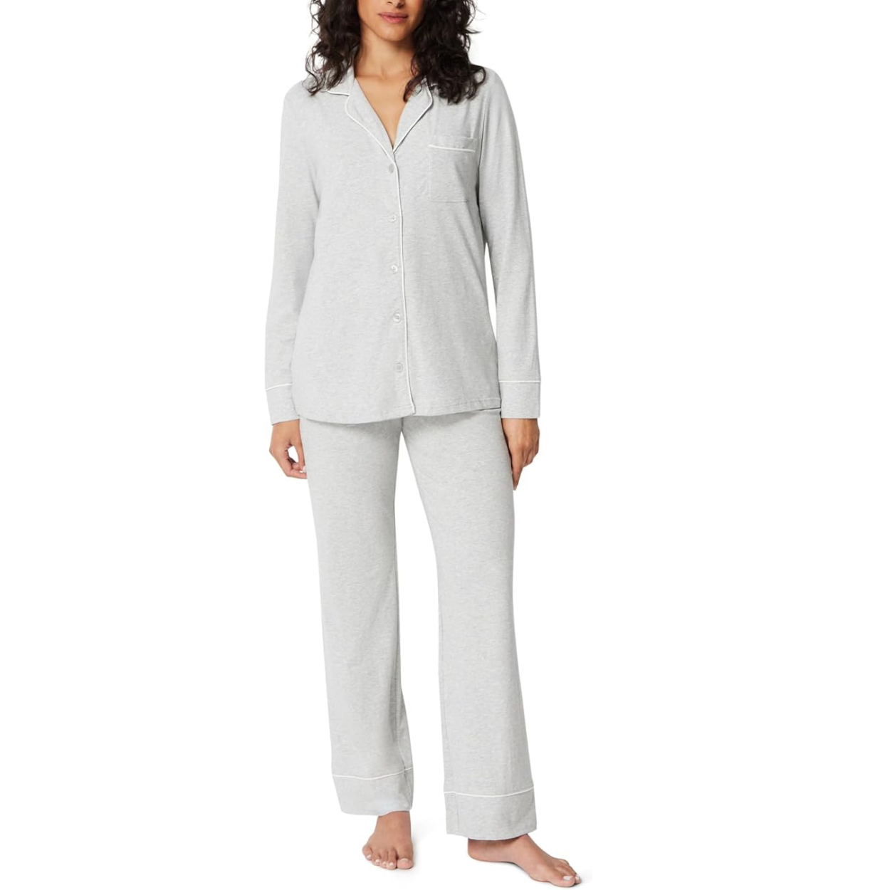 Long Sleeve Modal Pajama Set With Full Length Bottom Loungewear For Women