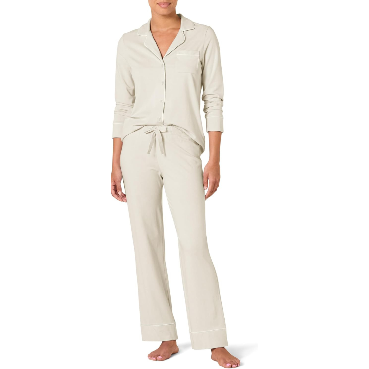 Long Sleeve Modal Pajama Set With Full Length Bottom Loungewear For Women