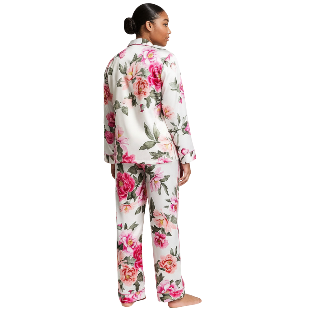 Satin Sleepwear Set For Women With Long Shirt And Drawstring Pants
