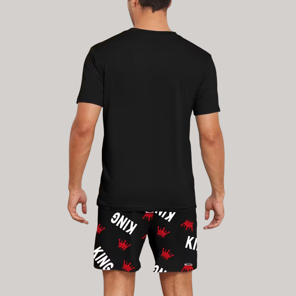  Couple Style King and Queen Letter Print Loungewear Shorts Pajama Set