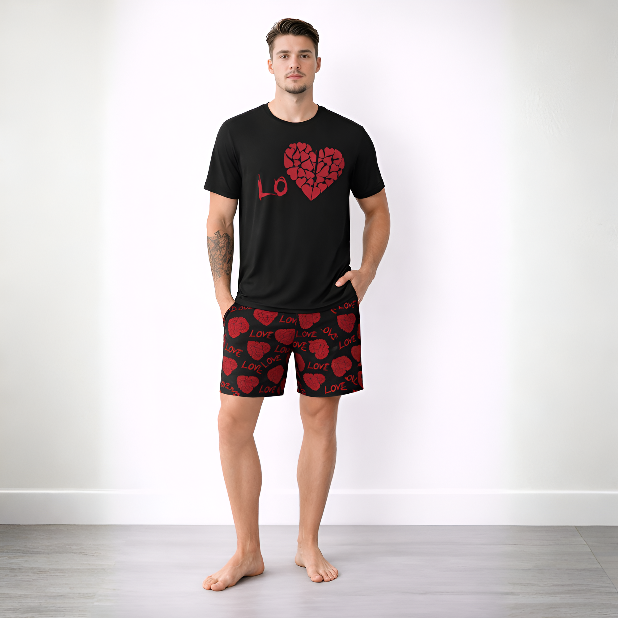 Letter Print Short Sleeve Pajamas For Couple